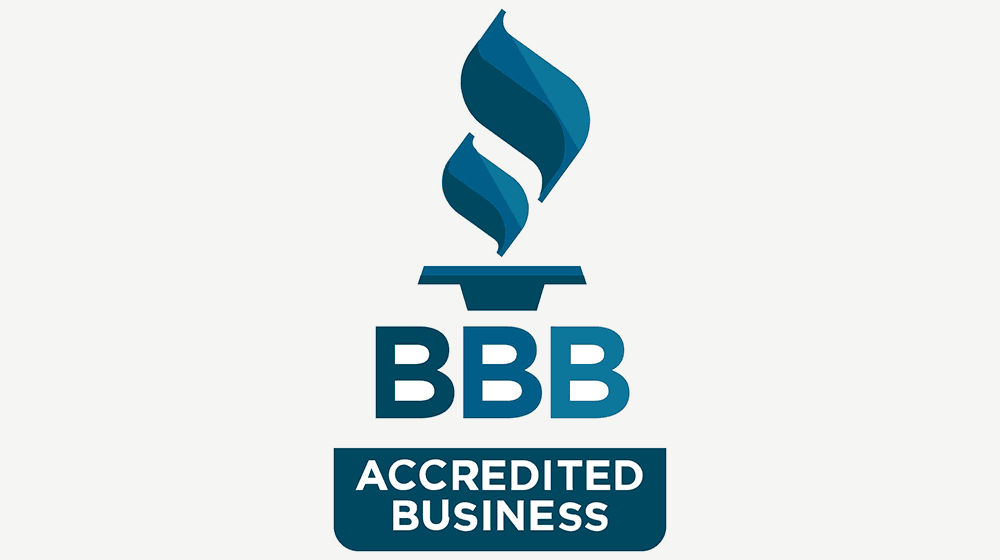 Better Business Bureau accredited business logo with torch symbol