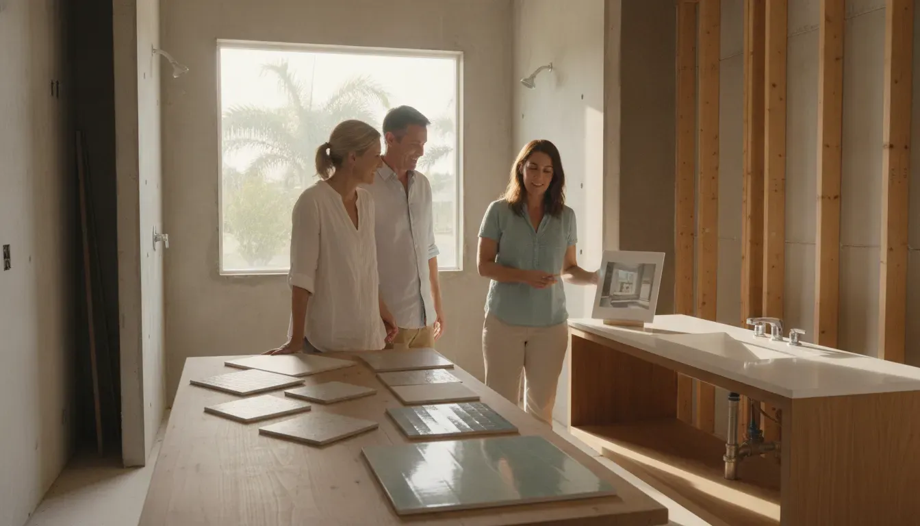 Bathroom remodeling in Tampa Bay consultation with homeowners and designer